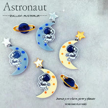 Load image into Gallery viewer, Astronaut to the mystery planet Dangle Sterling Silver Earrings
