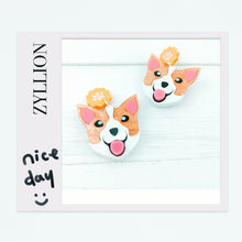 Load image into Gallery viewer, Corgi Dog Dangle Sterling Silver Earrings